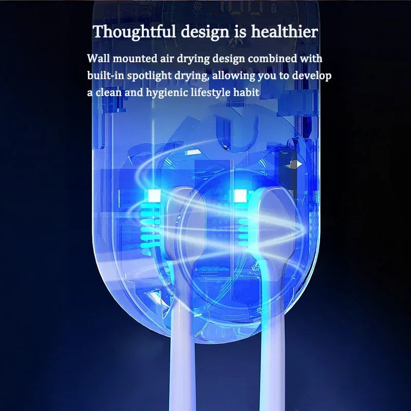 Intelligent wall mounted toothbrush holder, toothbrush holder disinfection device, toothbrush storage rack, with 2 brush slots