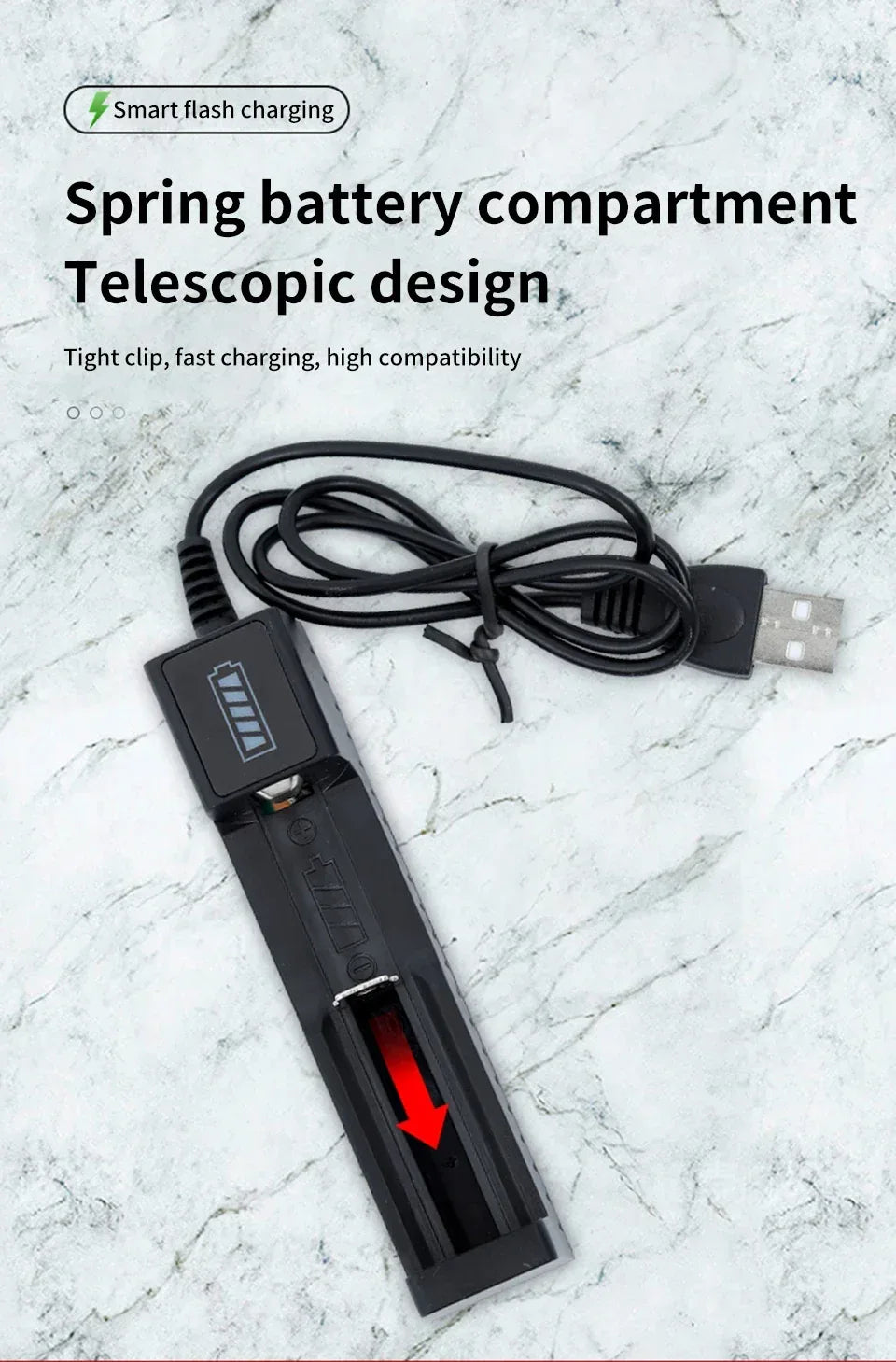 18650 Battery Charger 1/2/4 Slots Dual 18650 Charging 3.7V  Rechargeable Lithium Battery USB Charger For 16340 14500 18650