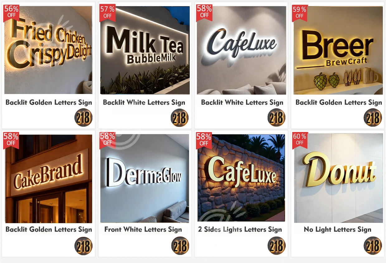 Custom Made LED 3D Sign Metal Backlit Letters for Outdoor Business Storefront Waterproof Advertising Display