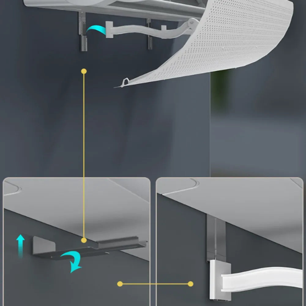 Air Conditioning Wind Deflector Adjustable Windshield Cover Wall Mounted Air Conditioner Air Baffle Shield Home Office White