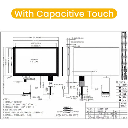 5 Inch TFT LCD Display Module 800*480 RGB IPS 40Pin 3.3V ILITTEK Driver 500 Illumination Capacitive Resistance Touch Screen