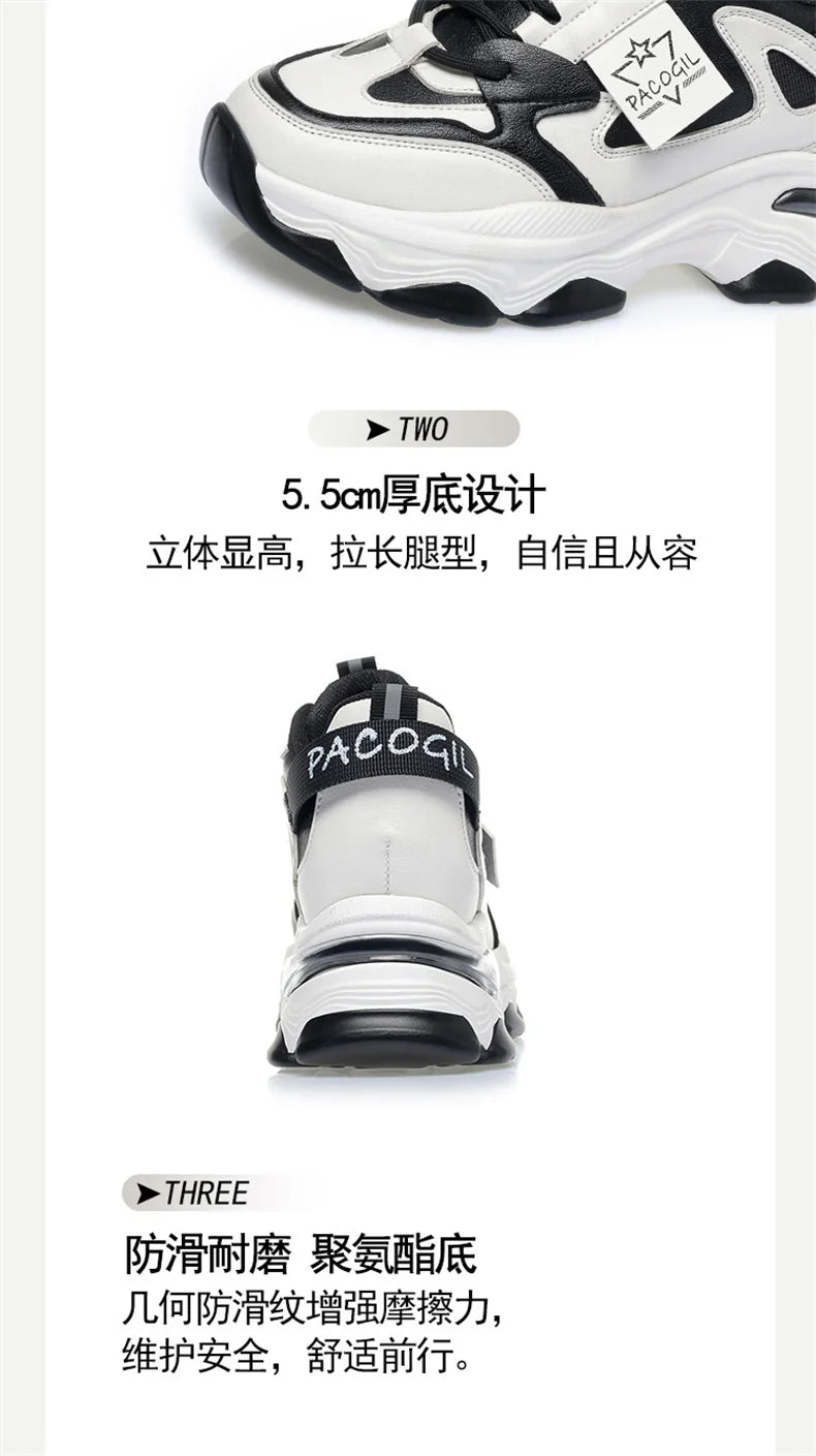 Spring Height Increasing Round toe Versatile Women Platform Causal Shoes Fashion Breathable Sport Designer Sneaker