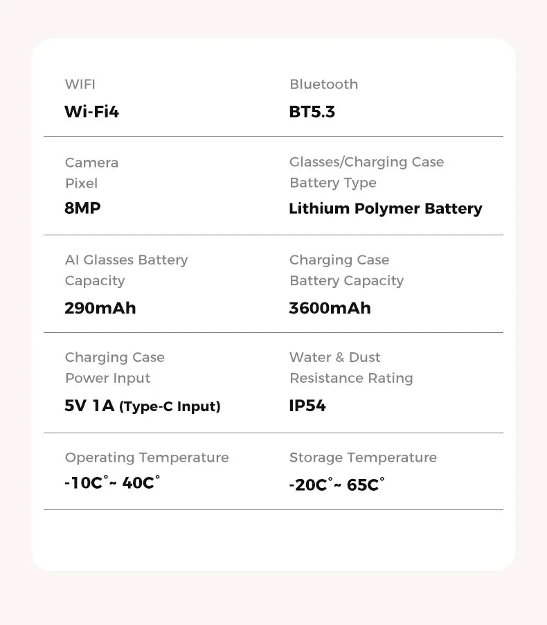 2026 New 800W Camera 3600mAh Portable Charger Smart Glasses 100+language Translation Bluetooth Call Music Player AI Chat Glasses