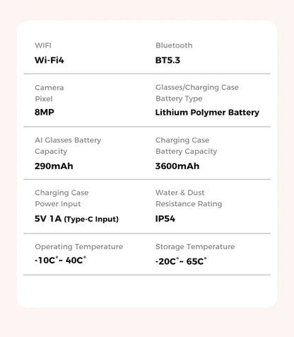 2026 New 800W Camera 3600mAh Portable Charger Smart Glasses 100+language Translation Bluetooth Call Music Player AI Chat Glasses