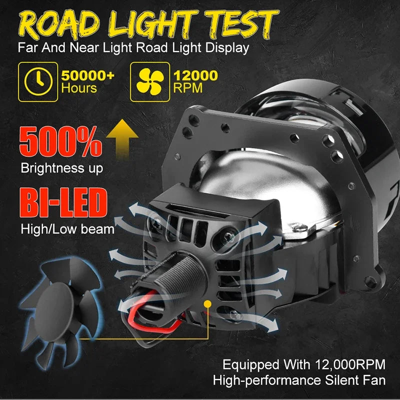 2pcs 3.0 Inch Bi Led Projector Lens Halo Light H4 H7 H1 9005 9006 Car Headlights Bulb Angel Eyes High Low Beam LED LHD RHD 6000K