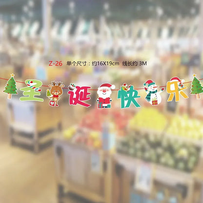 Christmas Banner Tree Ornaments Merry Decoration for Home 2025 Santa Claus Pendant Xmas Gifts New Year 2026 Flag Party Pulling