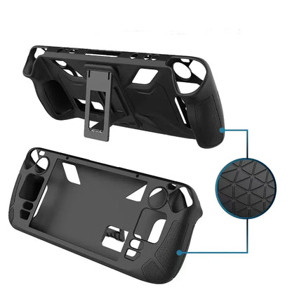 Console Protector Case For Steam Deck Host Anti-Slip Soft Shell Protective Case With Holder Stand For Steam Deck Game Console