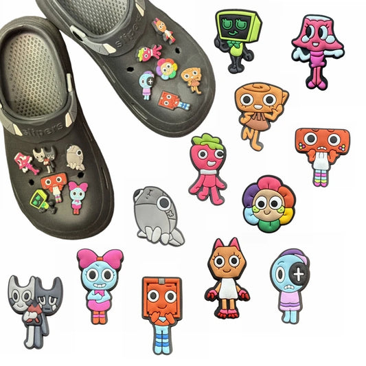 12pcs Dandys World Game series Shoe Charm PVC Decorations Assorted Style Detachable Waterproof Suitable summer For Gift ideal by PDG ibma