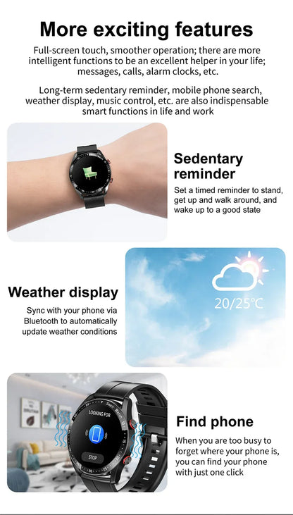 2024 New Bluetooth Call Smart Watch Men Waterproof Sport Fitness Tracker Weather Display Man Smartwatch Para Android IOS Watch