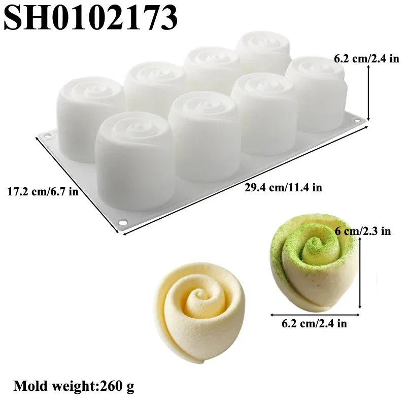 French Mousse Cake Molds Valentine's Day Pastry Baking Tools Rose Bud Design Silicone Cake Moulds Food Grade Kitchen Bakeware