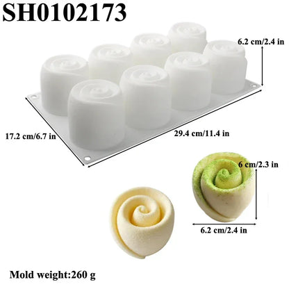 French Mousse Cake Molds Valentine's Day Pastry Baking Tools Rose Bud Design Silicone Cake Moulds Food Grade Kitchen Bakeware