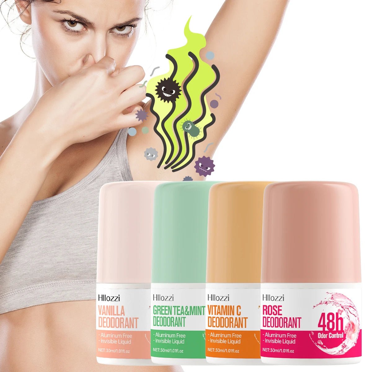 vitamin c，rose，vanilla，green tea & mint deodorant 48 hours long lasting fragrance Fruity perfume Skin care