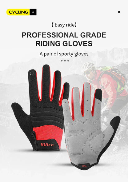 Vilico Outdoor Mountaineering Hiking and Cycling Gloves for Men and Women With Thickened Shock Absorbers Breathable and Non Slip