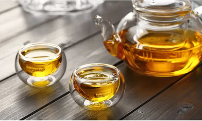 4/6pcs 50ml  Shot Glass Teacups Double Wall glasses Tea Cups Exquisite Kung Fu Drinkware Home Decor Espresso Vaso Heat Resistant