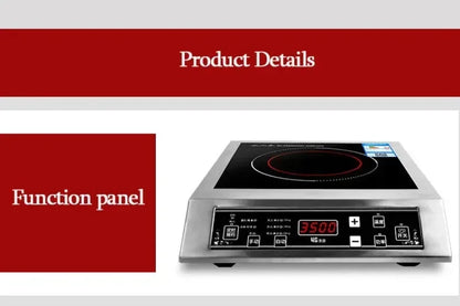 3500W Home High Power Induction Cooker Commercial Flat Desktop Button Stainless Steel Soup Stir-fry Flat Bottom Induction Cooker