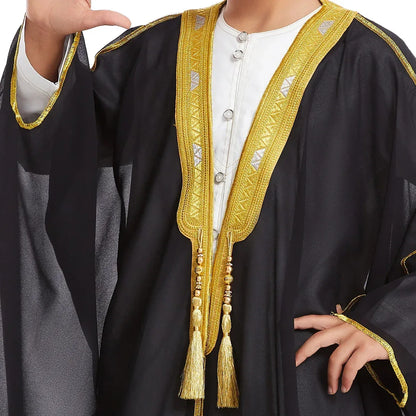 Muslim Saudi Arabian Boy Abaya Children Praying Islamic Clothing Kimono Middle Eastern Teen Dress Dubai New Fashion Classic