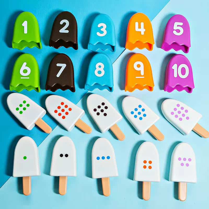 Kid Ice Cream Number Matching Game Montessori Parish Toy Digit Counting Color Cognitive Letter Learn Sensory Educatioal Toy Gift