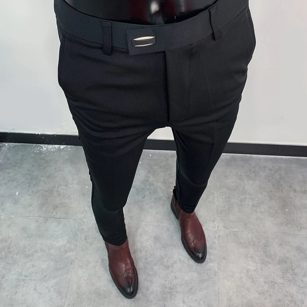Men Suit Pants Dress Pantalone Hombre Stretch Slim Formal Trousers Calça Masculina Solid Color Casual Pants Fashion Men Clothing