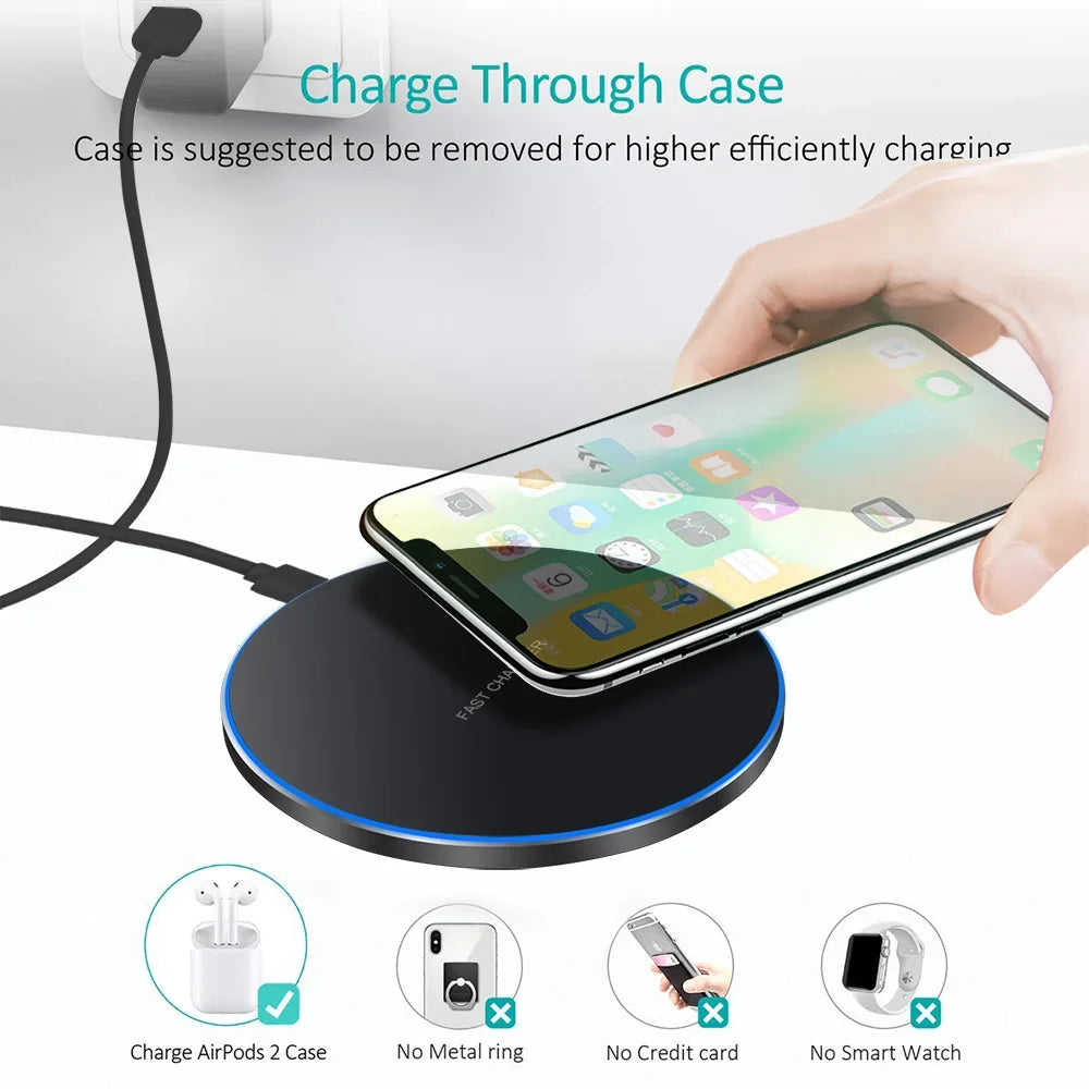 50W Wireless Charger Pad For IPhone 16 15 14 13 12 Pro XS Max 8 Upgrade Fast Wireless Charging Station For Samsung Xiaomi Huawei