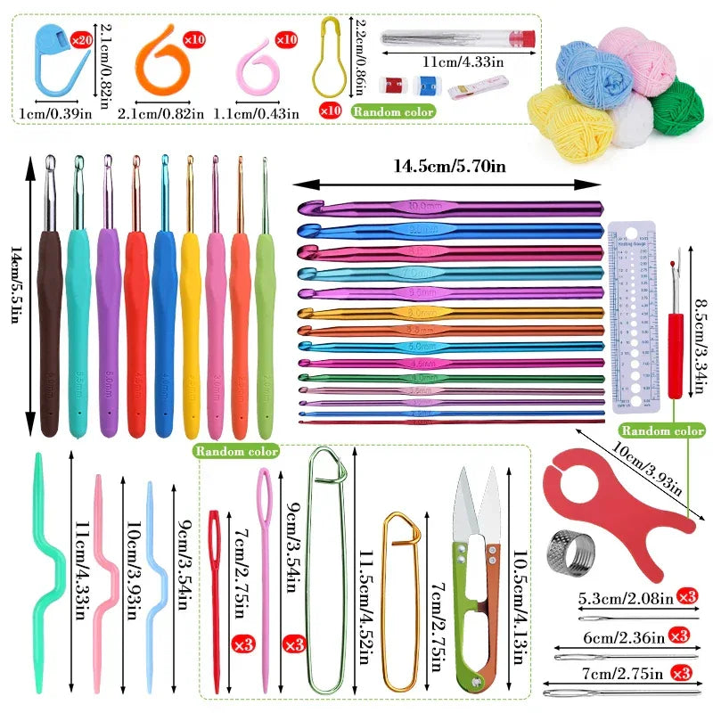 KRABALL Knitting Crochet Hook Set Home Use Sewing Tool DIY Craft Crochet Knit Markers Needles Tools Weaving Accessories With Bag