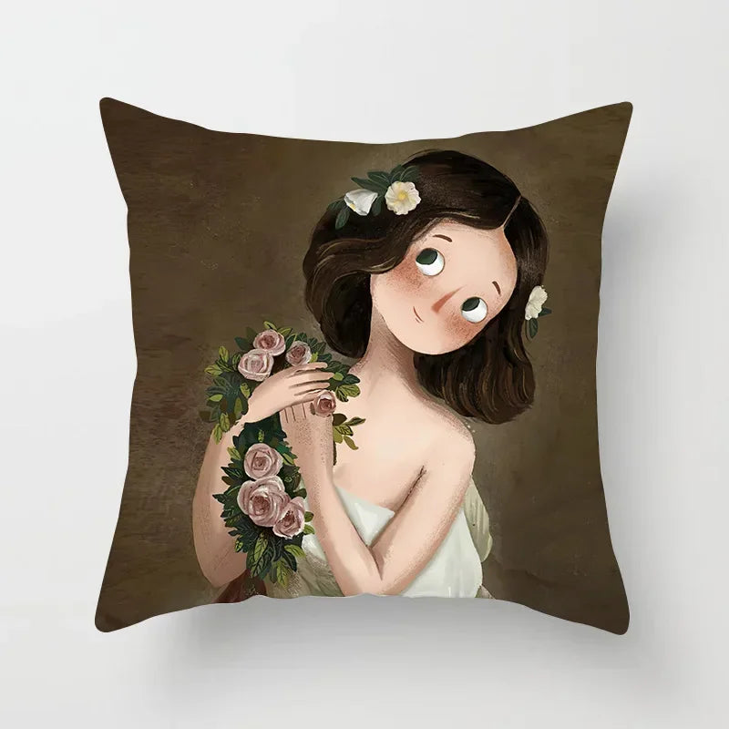 Creative Cartoon Oil Painting Mona Lisa Van Gogh Cushion Cover Portrait Painting Throw Pillow Case Cojines Decorativos Para Sofa