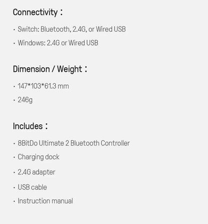8BitDo Ultimate 2 Bluetooth Gaming Controller for Switch 2,1& Windows PC with TMR Joysticks, Switchable Triggers, Motion Control