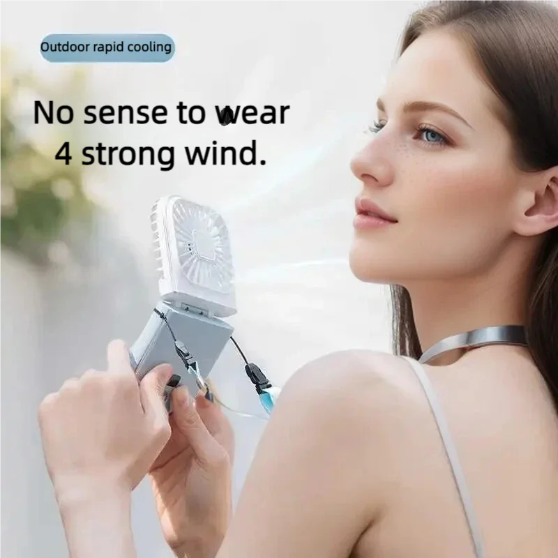 3000mAh Battery Handheld Outdoor Small Fan Portable Small Halterneck Adjustable Speeds Foldable USB Charging Cooling Artifact