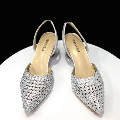 Venus Chan 2023 New INS High-Heeled Pointed Toe Wedding Shoes Colorful Full Diamond Design Shoe and Bag Set for Nigeria Party