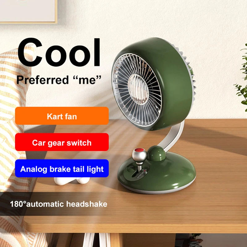 Desktop Fan Kart Creative Digital Display Shaking Head High-speed Circulation Fan Mute Long Endurance Electric Fan