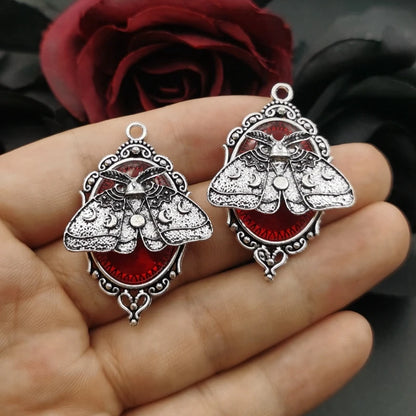 4pcs Gothic Vampire Bat Silver Plated Framed Bat Cameo Charms Halloween Witch Pendant Fit Jewelry Making DIY Jewelry Findings