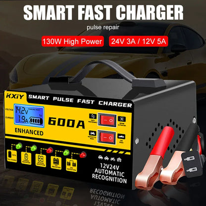 130W Automotive Battery Chargers Digital Intelligent Pulse Repair + Switch LED Indicator Storage Cell Car Chargers 12V 5A,24V 3A