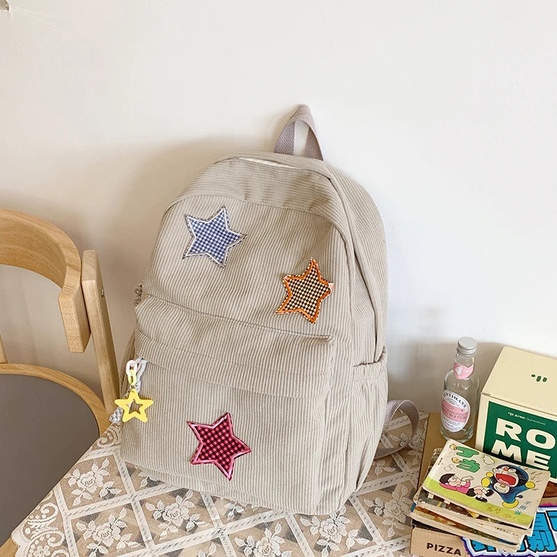 Women Schoolbag Waterproof Large Capacity School Backpack Smooth Zipper Solid Color Teens Girl Casual Daypack Bag Student Supply