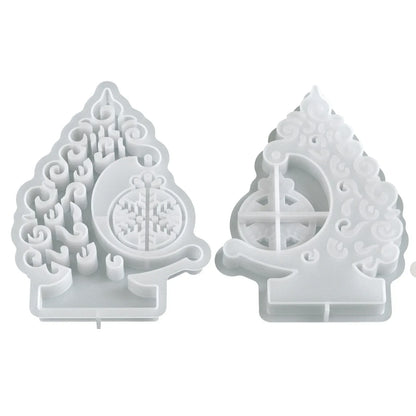Christmas Tree Stand Snowflake Ornament Silicone Mold with Base DIY Christmas Ornament Crafts Gifts Home Decor Table Decorations