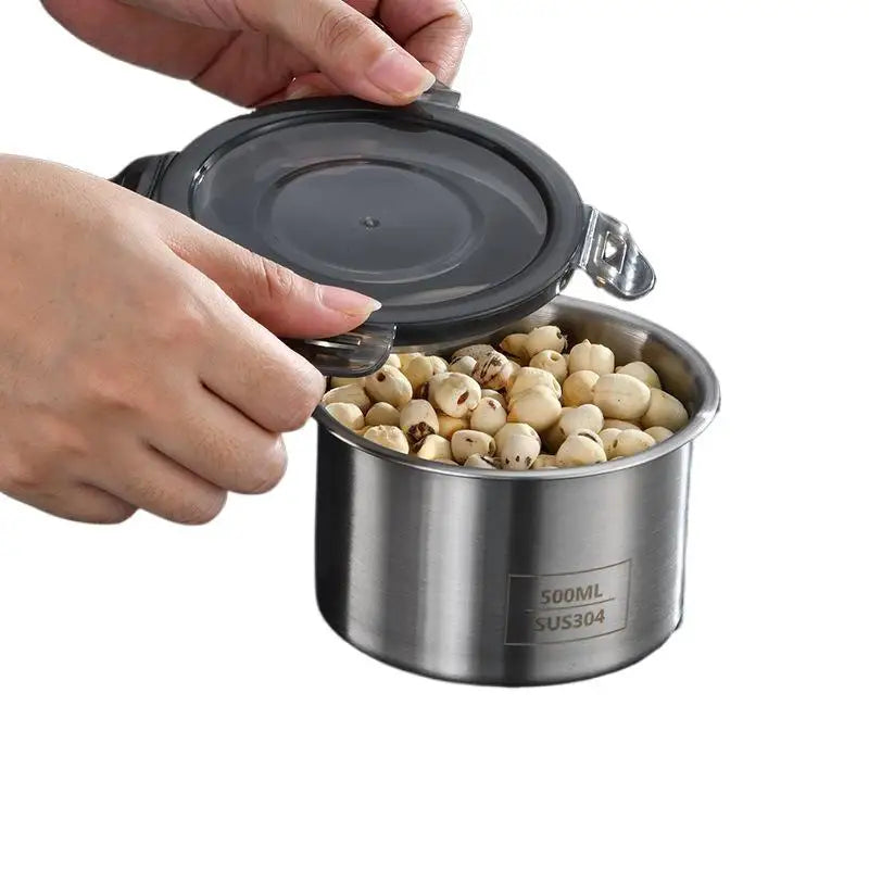 Stainless Steel Storage Jars Set 500/900/1400ml Sealed Containers Kitchen Organizer for Fresh Grain Vegetable Coffee