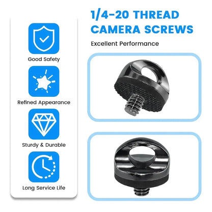 Universal 1/4" Camera Screw with Rubber Washer Aluminum Alloy Thread Camera Fixing Screw for Quick Release Wrist Strap Sling