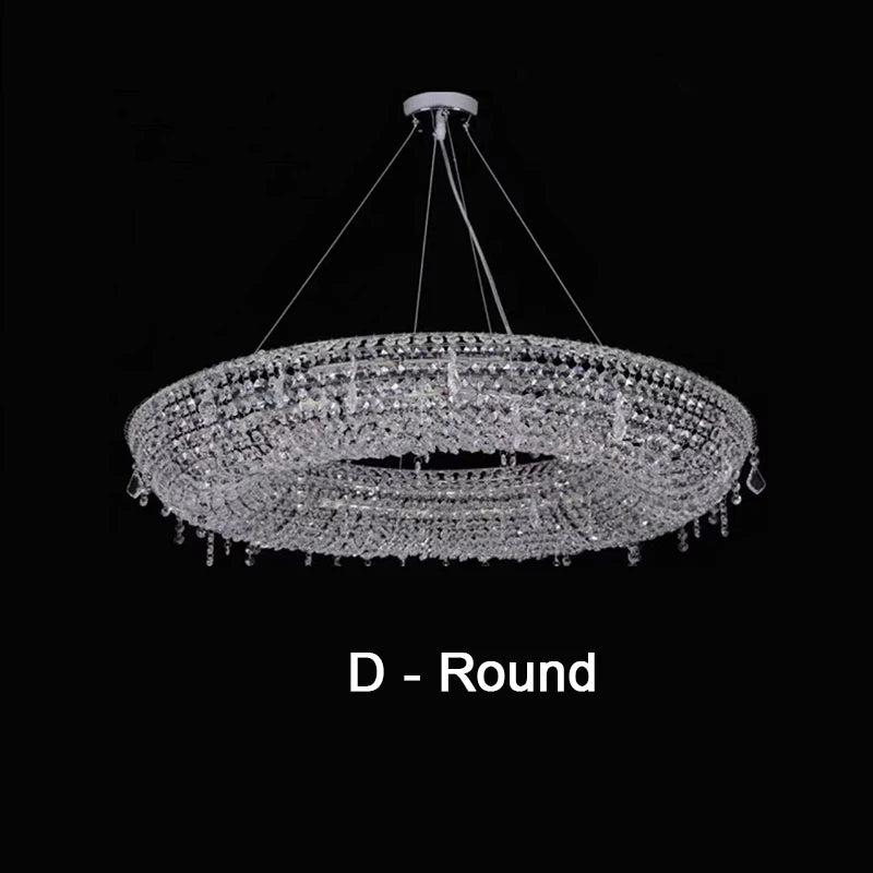 2025 Modern Luxury Round Oval Crystal Chandelier For Living Dining Room Chrome Luster LED Pendant Lights Hotel Duplex Villa Lamp
