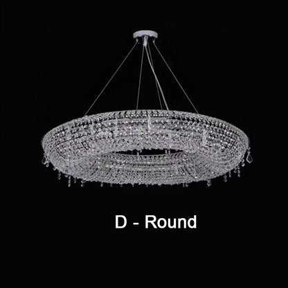2025 Modern Luxury Round Oval Crystal Chandelier For Living Dining Room Chrome Luster LED Pendant Lights Hotel Duplex Villa Lamp