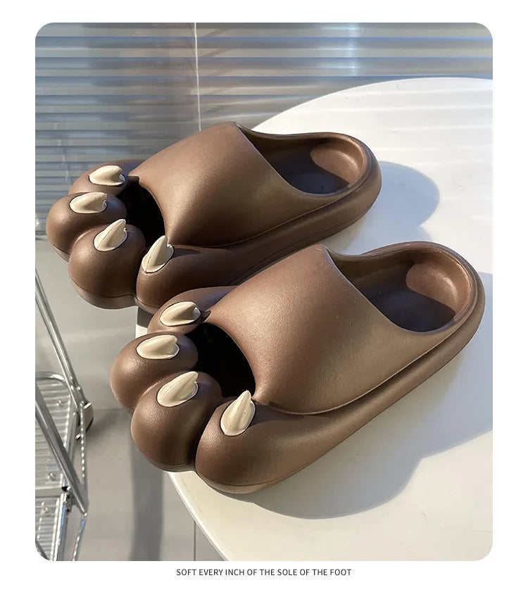 Cute Tiger Paw Slippers Men New Summer Outdoor Slides Shoes Unisex Funny Cartoon Bear Cat Claw Lovers Slipper Novelty Flip Flops