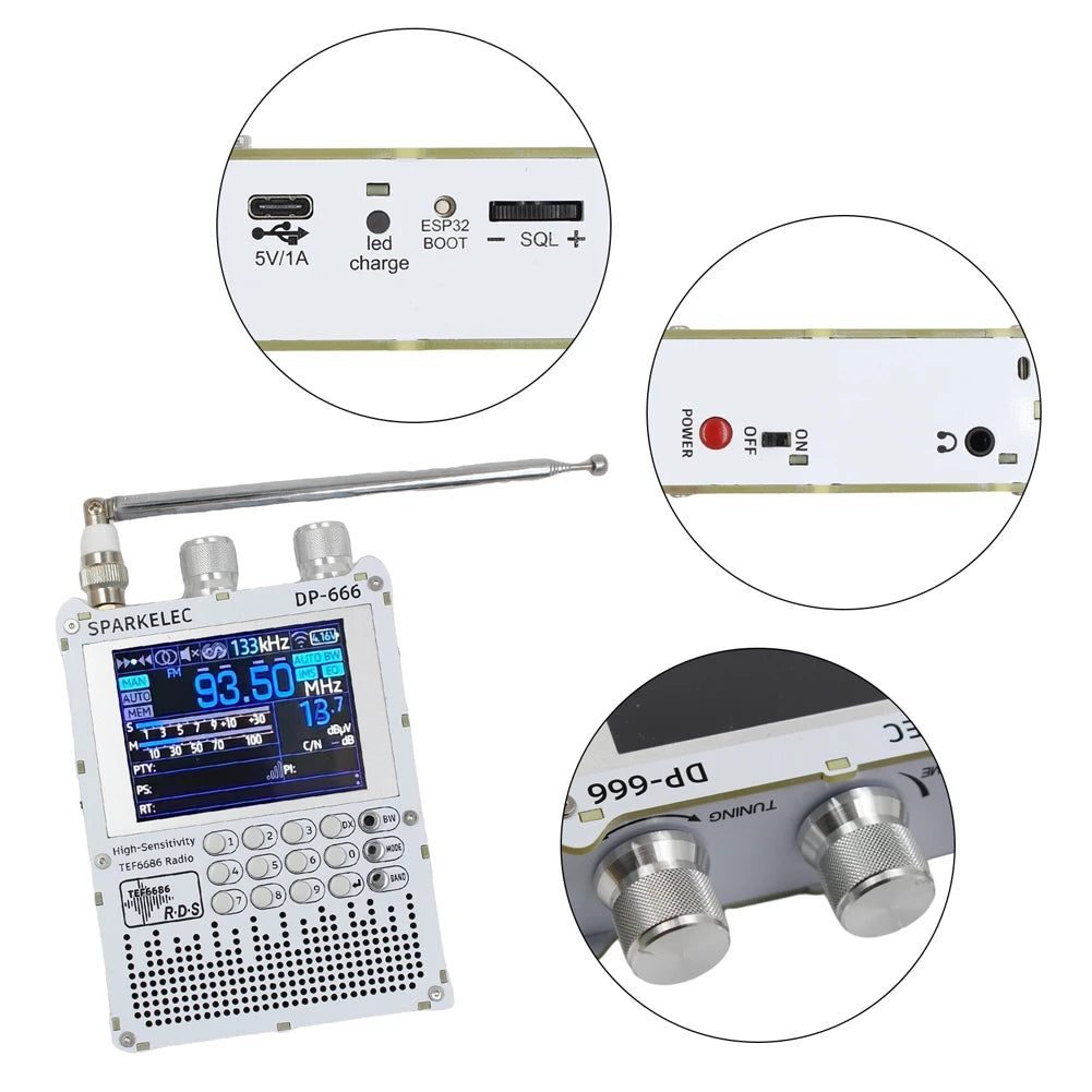 DP-666 TEF6686 Radio High Sensitivity Full Band FM AM Short Wave Radio with LCD Display High Sensitivity DSP Receiver Radio