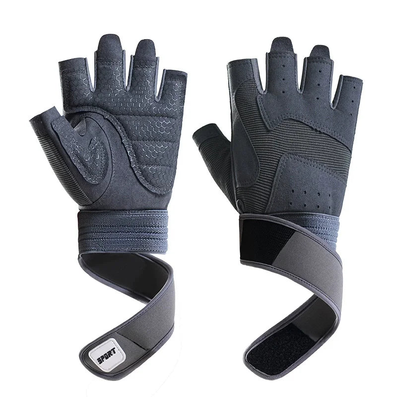 Half Finger Bodybuilding Gym Gloves Weightlifting Dumbbell Training Anti-Slip Fitness Gloves Crossfit Workout Exercise Men Women