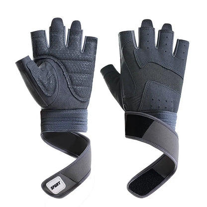 Half Finger Bodybuilding Gym Gloves Weightlifting Dumbbell Training Anti-Slip Fitness Gloves Crossfit Workout Exercise Men Women