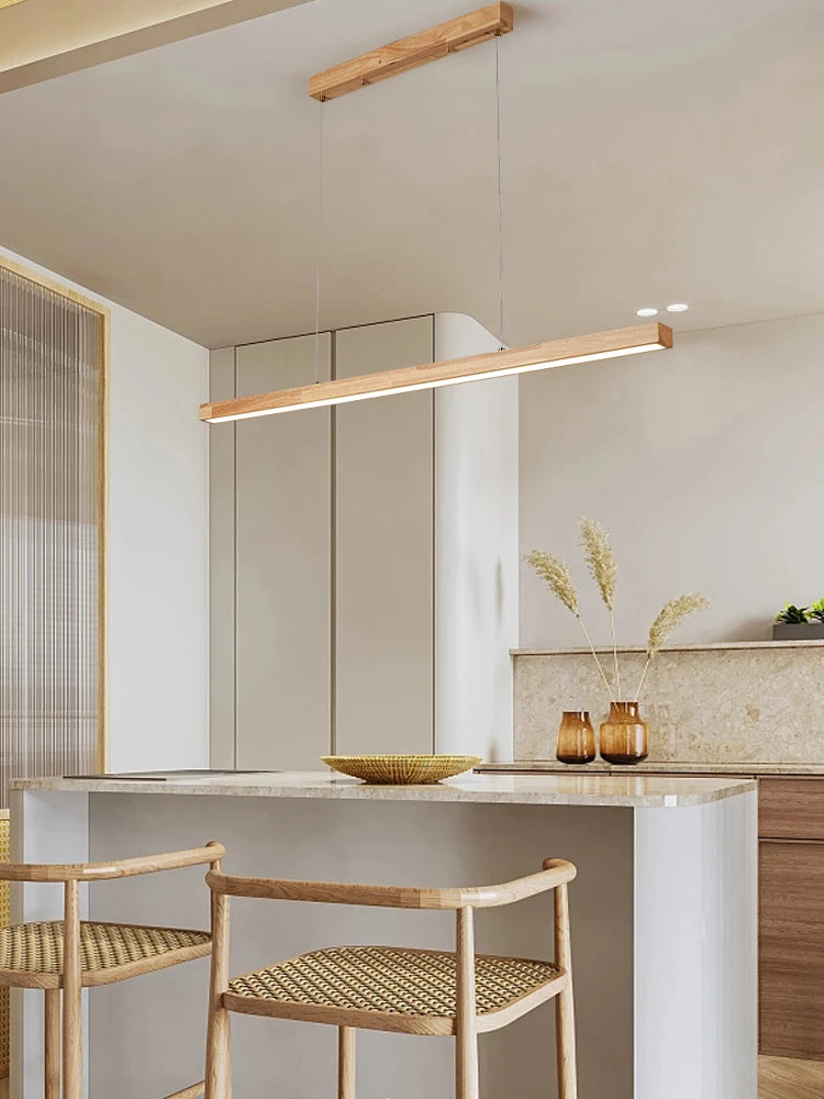 Modern Hanging Chandelier For Dining Room Kitchen Shop Long Table Wooden Chandelier Pendent Lamp Minimalist Design Led Lighting