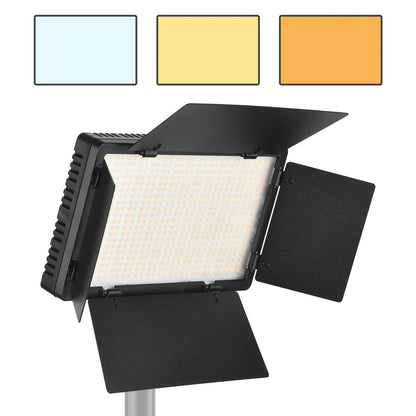 Andoer LED-600 LED 3200-5600K Video Light Photography Light Panel with Barndoor 1/4 Inch Screw Ball Head for Photography Studio