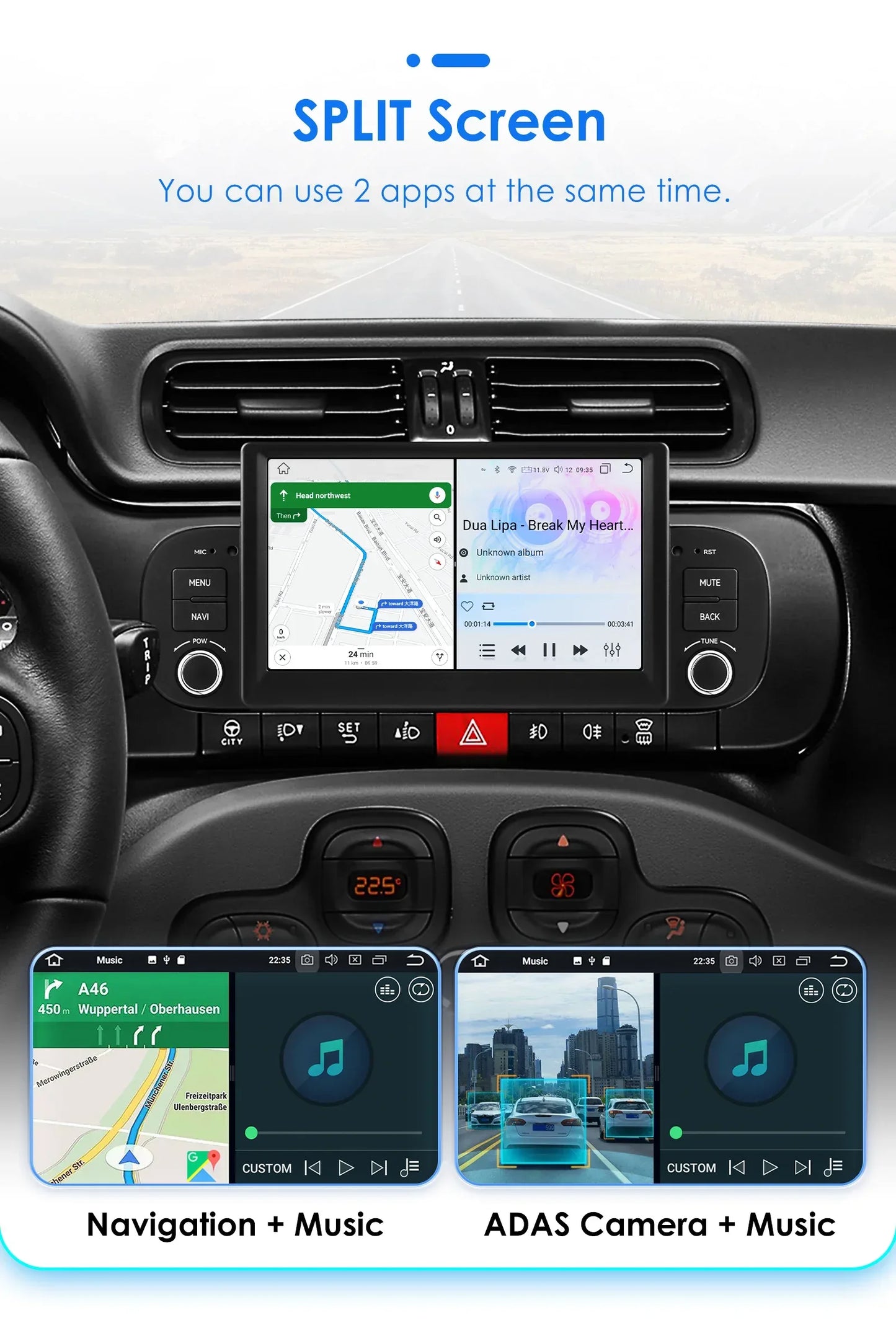 Hizpo 2Din 7inch Android14 Car Radio for Fiat Panda 2013 - 2020 GPS Navigation 4G BT Carplay RDS DSP SWC UI7862 Multimedia