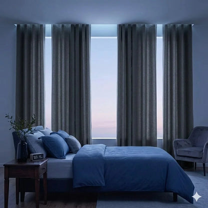 Jinchan Single Panel Faux Linen Blackout Curtain, Metal Grommet Top Room Darkening Drapes, Thermal Insulated Shield(Grey/Beige)