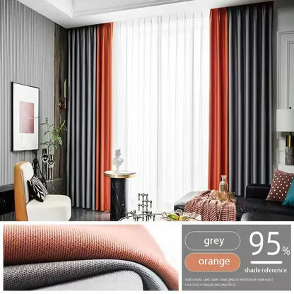 2025 New Spliced Two Color Bedroom Full Blackout Curtain Living Room Advanced Curtains Room Bay Window Light Luxury Drapes