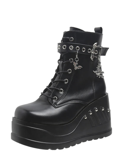2024 New Boots for Women Fashion Hot Sale Punk Goth Platform Heels Wedge Women's Boots Casual Goth Punk Size 43 Women's Shoes