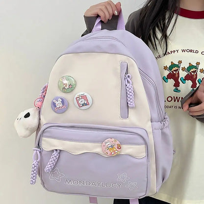 Cute Japanese Style Backpack Nylon Multi-function School Bag Large Capacity Handbag Student