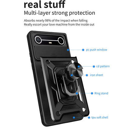 Slide Camera Cover for Tecno Spark Slim 4G Pova Slim 5G Case Ring Kickstand Holder Full Protective Shockproof Phone Capa Funda