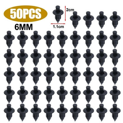 Car 8mm/6mm Hole Plastic Rivets Fastener Push Clip Black Auto Vehicle Door Trim Panel Retainer Fastener Clip Car Accessories
